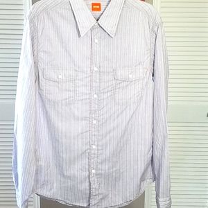 Men's Hugo Boss Essex-E1 Purple/White/Blue Stripe Shirt